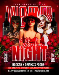 Red Joyful Valentines Night Celebration Poster/wallboard template