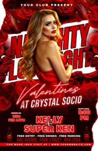 Red Joyful Valentines Party Half Page Wide template