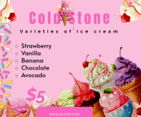 Red Joyful Variety Of Ice Cream  Medium Rectangle template