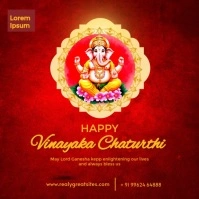 Red Joyful Vinayaka Chaturthi Instagram Post template
