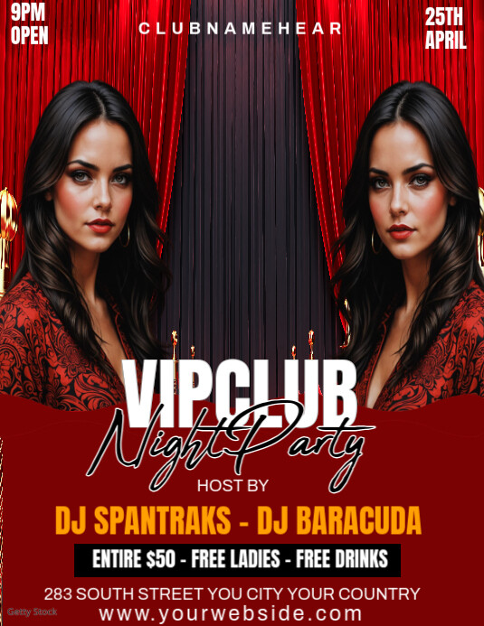 Red Joyful Vip Club Night Party Flyer (us Letter) Template | PosterMyWall