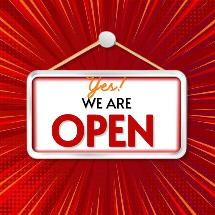 Red Joyful We Are Open Sign Template  Instagram Post