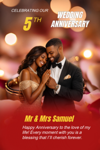 Red Joyful Wedding Anniversary Pinterest Graphic template