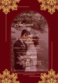 Red Joyful Wedding Card A5 template