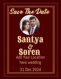 Red Joyful Wedding Card Flyer (us Letter) template