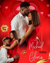 Red Joyful Wedding Flyer Instagram Portrait template