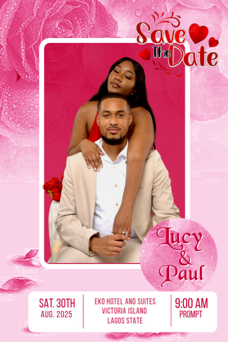 Red Joyful Wedding Notification  Poster Plakkaat template