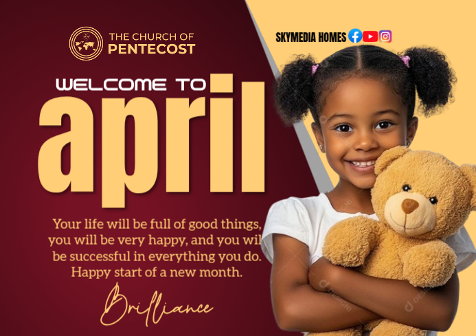 Red Joyful Welcome to April A4 Template | PosterMyWall