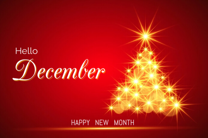 Red Joyful Welcome to December Poster template