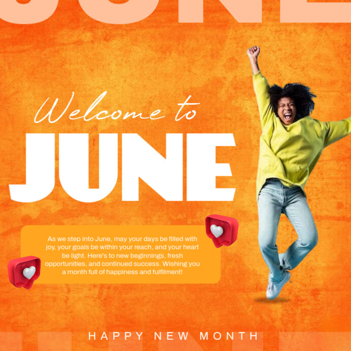 Red Joyful Welcome To June Instagram Post Template | PosterMyWall
