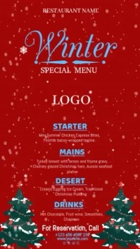 Red Joyful Winter Restaurant Menu  Instagram Reel template