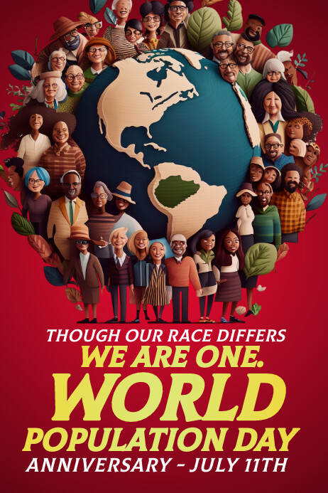 Red Joyful World Population Poster Template | PosterMyWall