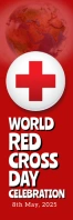 Red Joyful World Red Cross Day Banner 2' × 6' template