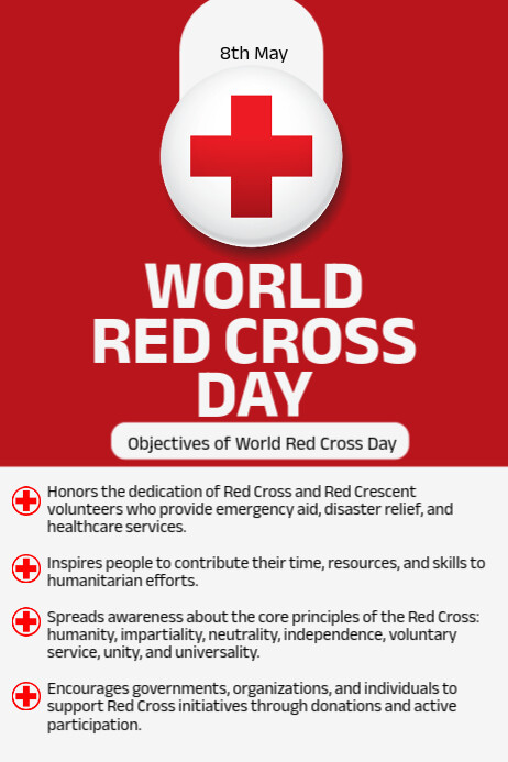 Red Joyful World Red Cross Day  Poster template