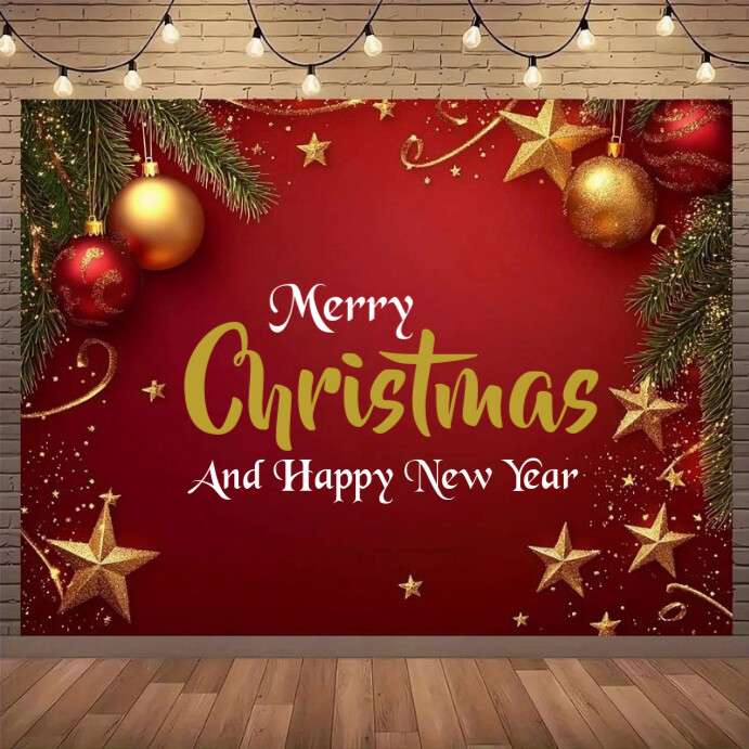 Plantilla de Red Joyful Xmas And New Year Instagram Post | PosterMyWall