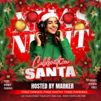 Red Joyful Xmas Night Santa Celebration Instagram Post template