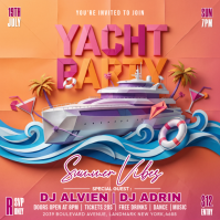 Red Joyful Yacht Party Instagram Post template