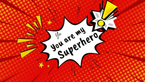 Rood Superhero Comic Design Ekran reklamowy Template