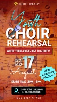 Red Joyful Youth Choir Rehearsal Instagram Story template