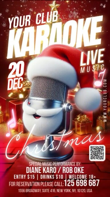 Red Karaoke Christmas Digital Display (9:16) template