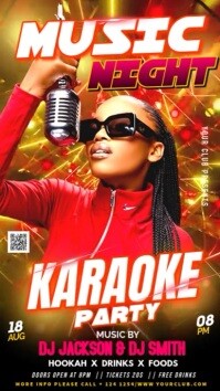 Red Karaoke Music Night Party Video Flyer Instagram Story template