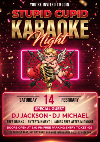 Red Karaoke Night Event A4 template