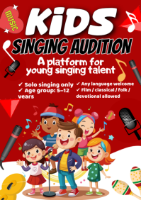 Red Kids Singing Audition A4 template
