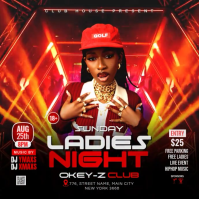 Red Ladies Night Club Party Instagram Post Video Quadrado (1:1) template