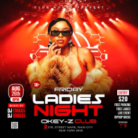 Red Ladies Night Club Party Instagram Post Video template