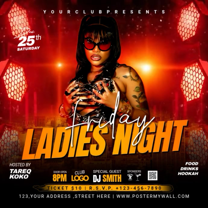 Red Ladies Night Event Instagram Post Video Template | PosterMyWall