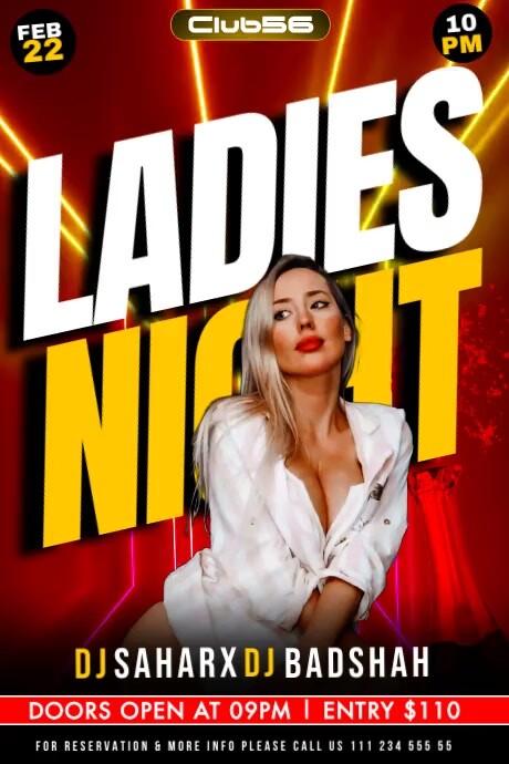 Red  Ladies Night Party Poster template