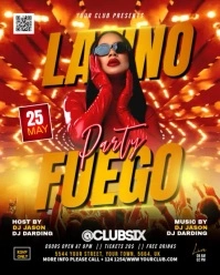 Red Latino Night Party Video Flyer Instagram Portrait template