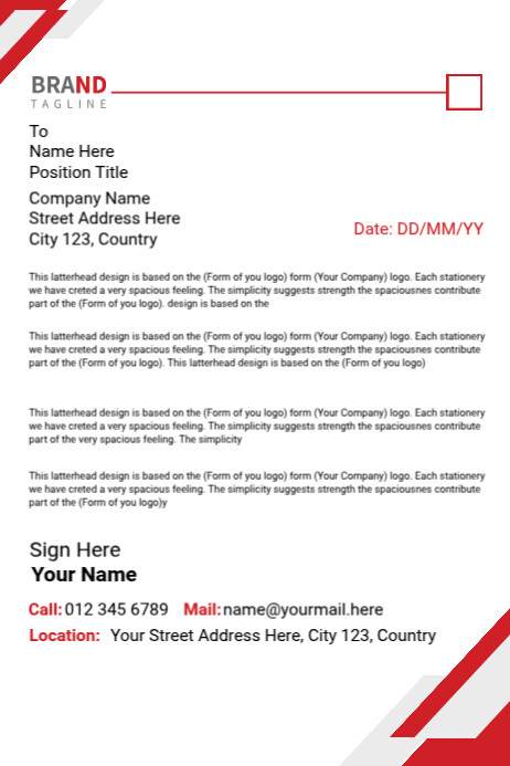 Red Letterhead Template | PosterMyWall
