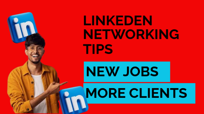 Red LinkedIn Networking Tips YouTube Thumbnail Template | PosterMyWall