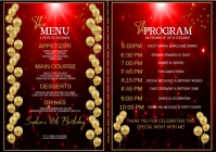 Red List-based Birthday Party Menu And Program Schedule Template A4