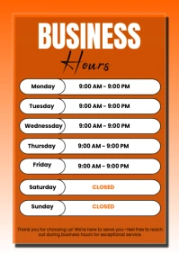 Red List-based Business Hour Template  A1