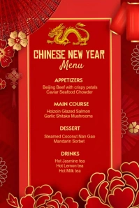 Red List-based Chinese New Year Menu  Poster โปสเตอร์ template