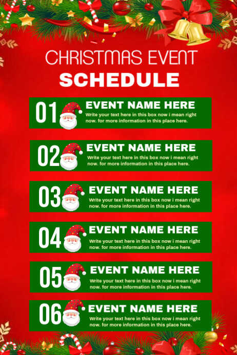 Red List-based Christmas Event Schedule Template Poster | PosterMyWall