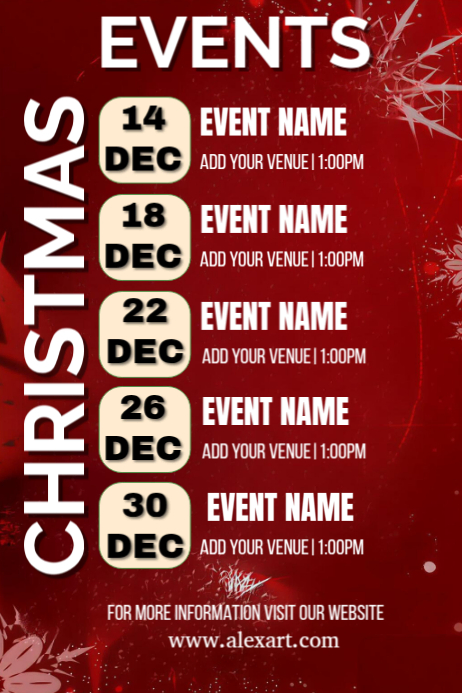 Red List-based Christmas Events Poster template