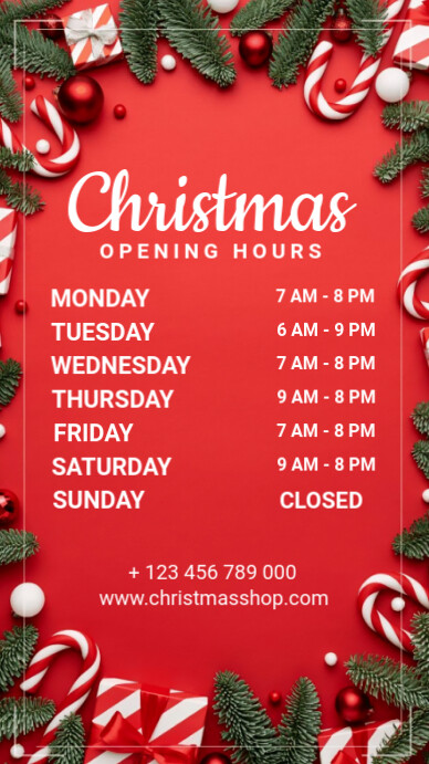 Red List-based Christmas Opening Hours  Instagram Story template