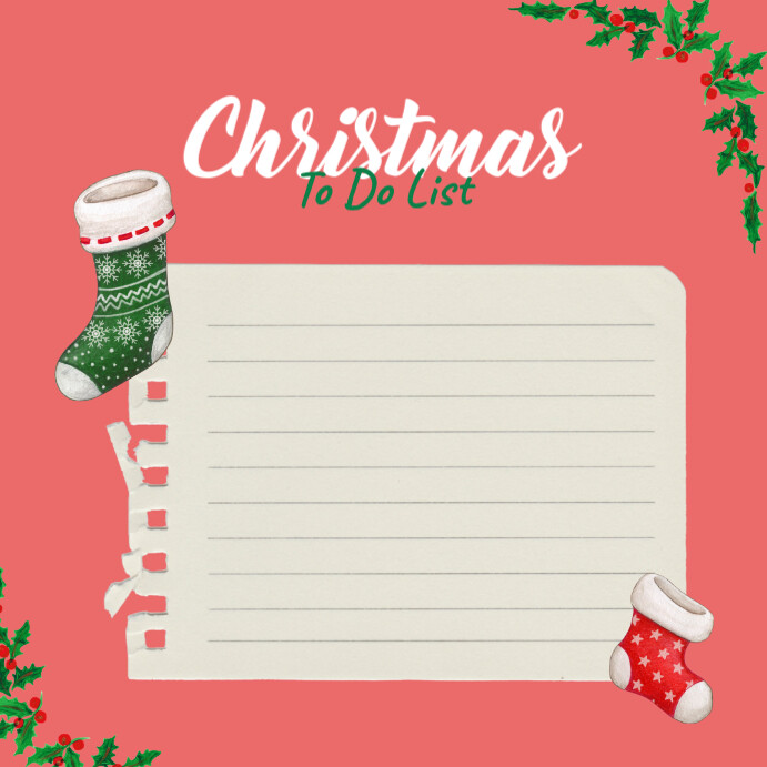 Red List-based Christmas To Do List Instagram Post template