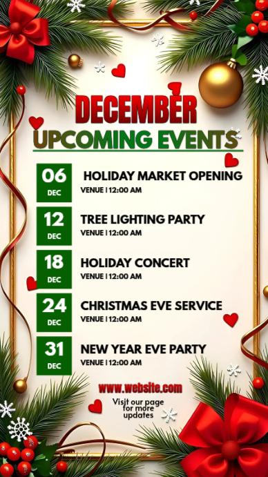 Red List-based December Holiday Events Instagram Story Template ...
