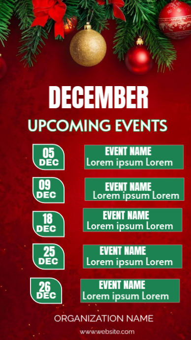 Red List-based December Upcoming Event  Instagram Story template