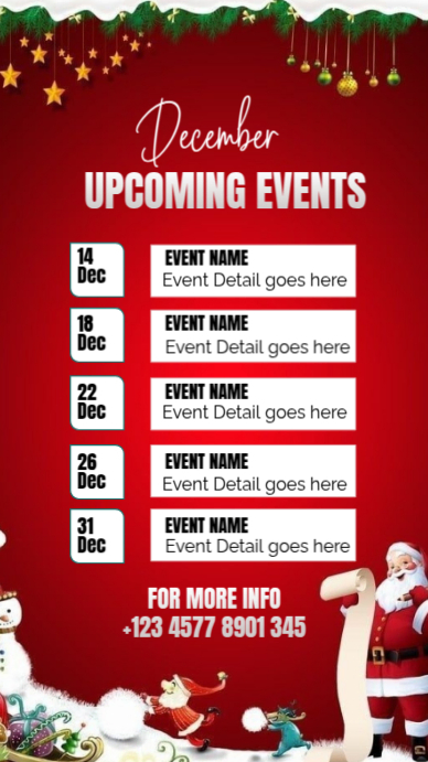 Red List-based December Upcoming Events Template  Instagram Story