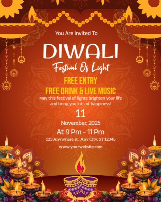 Red List-based Diwali Instagram Portrait template