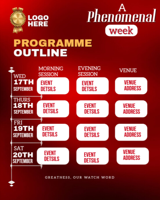 Red List-based Event Schedule  Instagram Portrait template