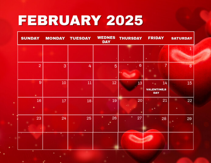 Red List-based February Calendar  Flyer (us Letter) template