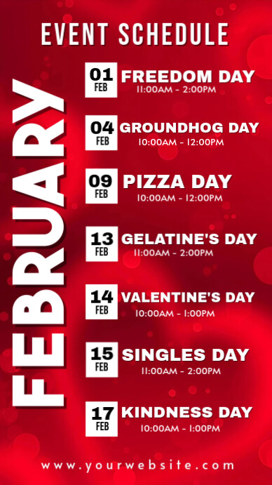 Copy of Red List-based February Events Schedule Whatsapp Status ...