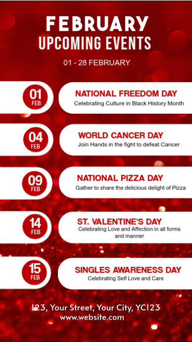 Copy of Red List-based February Events Schedule Whatsapp Status ...