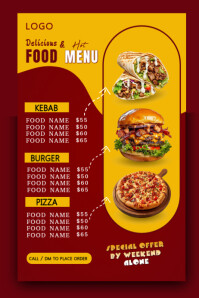Red List-based Food Menu  Banner 4' × 6' template